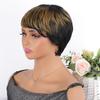 Damen-Perücke, 20,3 cm, blond, schwarz, Ombre-Pony, kurze Perücke, Hochtemperatur-Synthetik-Perücke, lässiges Styling