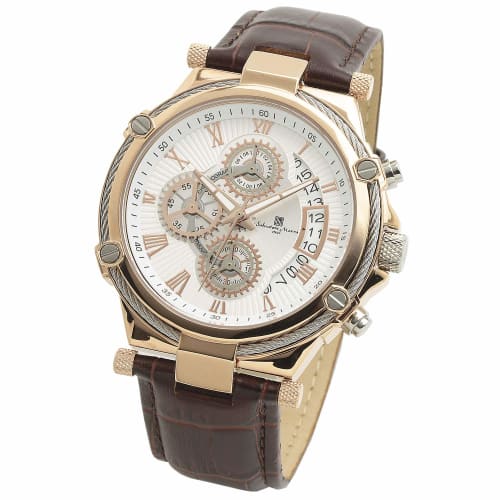 [Salvatore Marra] Watch Chronograph Italian Brand Analog Quartz Present Men's White with Watch Cross PGWH