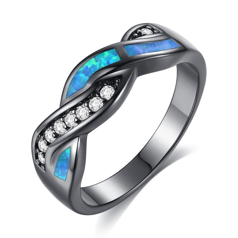 Elegant Blue Opal Ring For Women Featuring Floral Design And Luxurious Materials