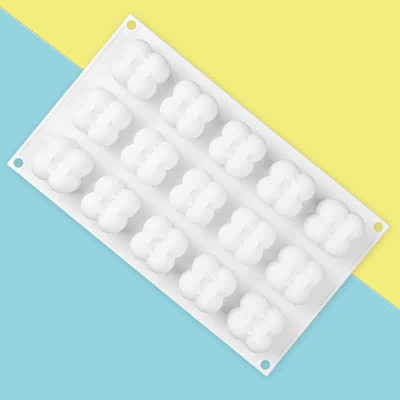 15-Würfel 3D-Wolkenform Schokoladen-Silikonform Mousse Fondant Eiswürfel Pudding Süßigkeiten Kerzenformen Backen Kuchen Dekoration Werkzeug