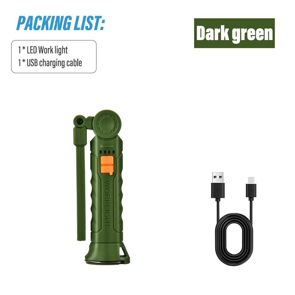 Rechargeable LED Work Light Camping Flashlight Rotatable Head with 4 Lighting Modes With Magnet Waterproof Emergency Lighting