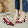 Sexy Burgundy Pointed Sandals Women's 2025 Summer New French Bag Head Single Shoes Temperament Stiletto High Heels