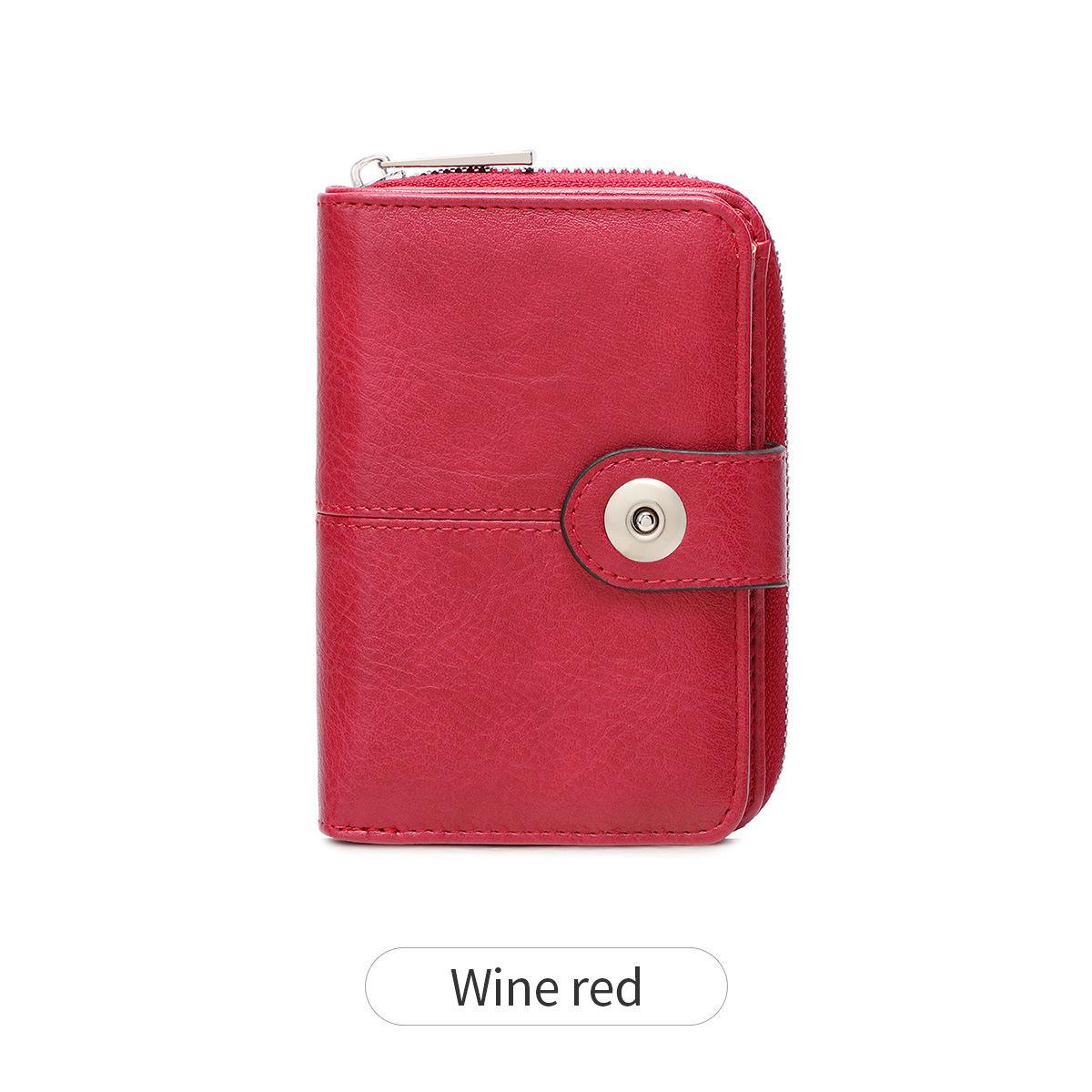 

Women s RFID Retro Short Wallet with Multi-Card Slots and Zipper Coin Purse бордовый