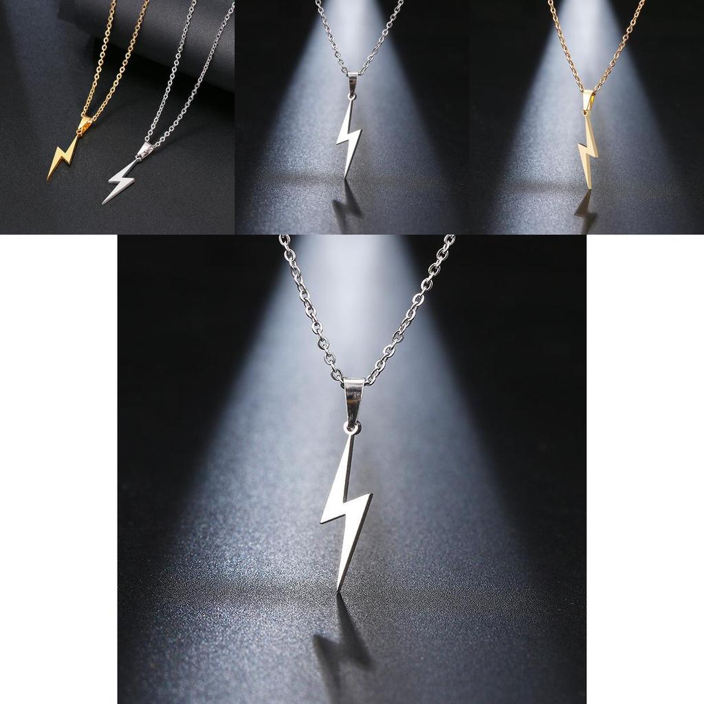 Trendy Stainless Steel Lightning Pendant Necklace For Men And Women With Electroplate Coating For Daily Use