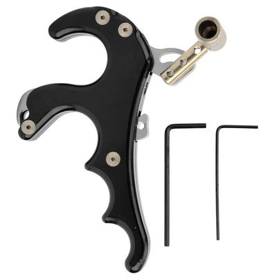 Outdoor Metal 4 Finger Archery Bow Release Thumb Trigger Gripper Hunting AccessoriesBlack