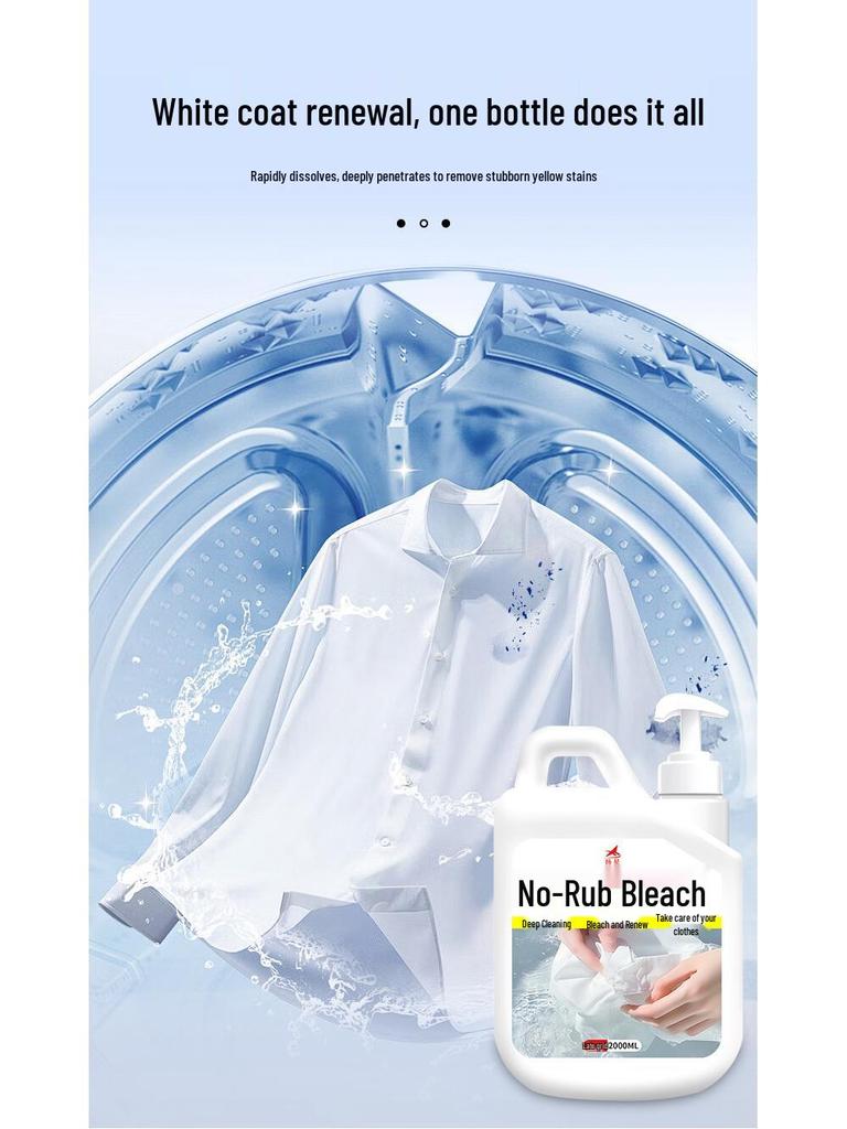 No-Rub Bleach for Whites: Stain Remover, Color Restorer, Anti-Yellowing, Clothes Whitener.
