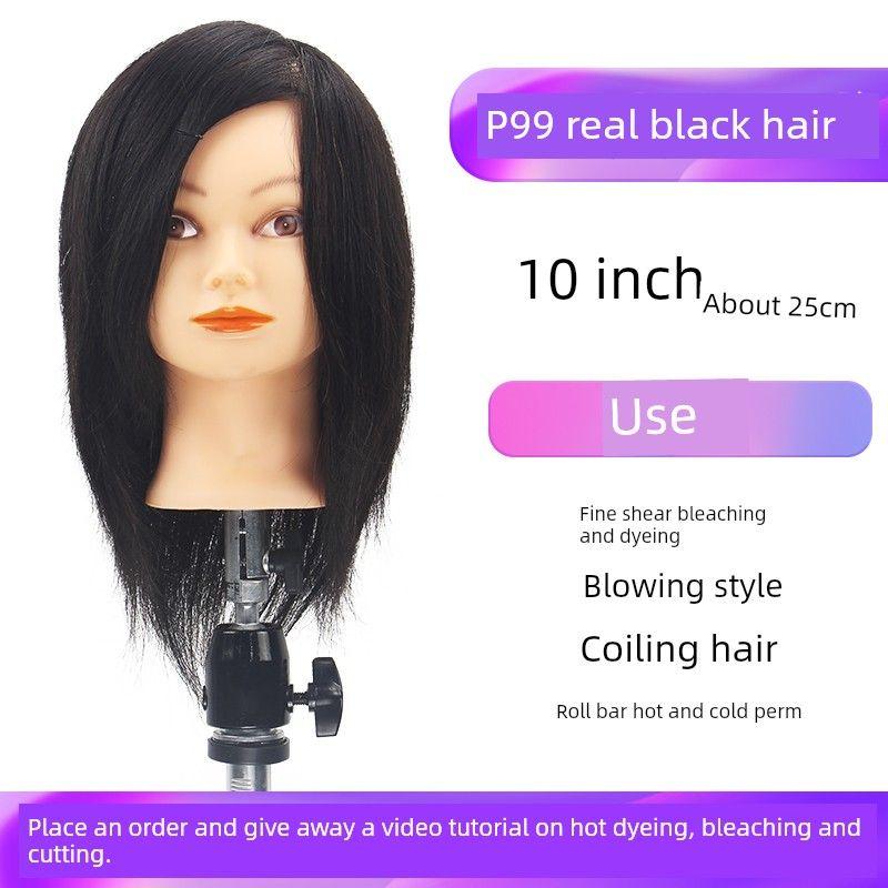 

Голова-манекен для ученика, глажка волос 10 inch black full real hair [head model only]]