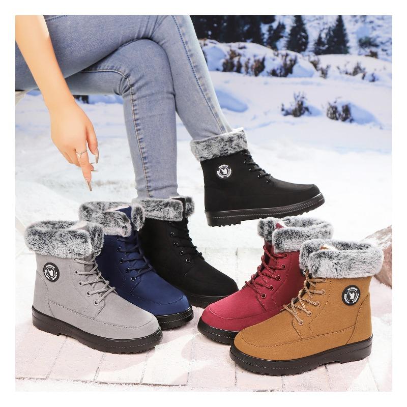 Fashion Winter New Women's Thick Plush Cotton Boots and Mid Top Warm Snow Boots Are Fashionable  Trendy  and Upgraded for Warmth