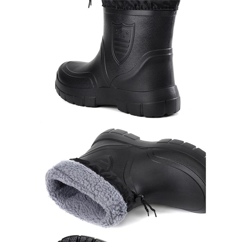 Men's Low Tube Heating And Cotton Fleece Lightweight Rain Shoes