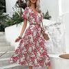 American European Women Summer Holiday Floral Mid Length Fashion Dress