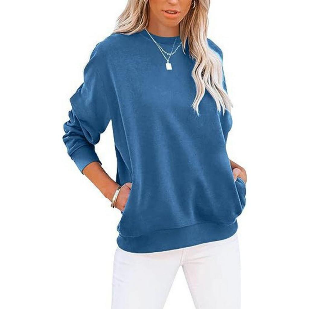 Women's Solid Color Pocket Top Hoodie