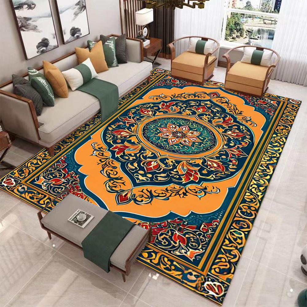 Symmetrical Flower Pattern Carpet Fashionable Living Room Decoration Large Area Floor Mat Corridor Balcony Anti Slip Door Mat