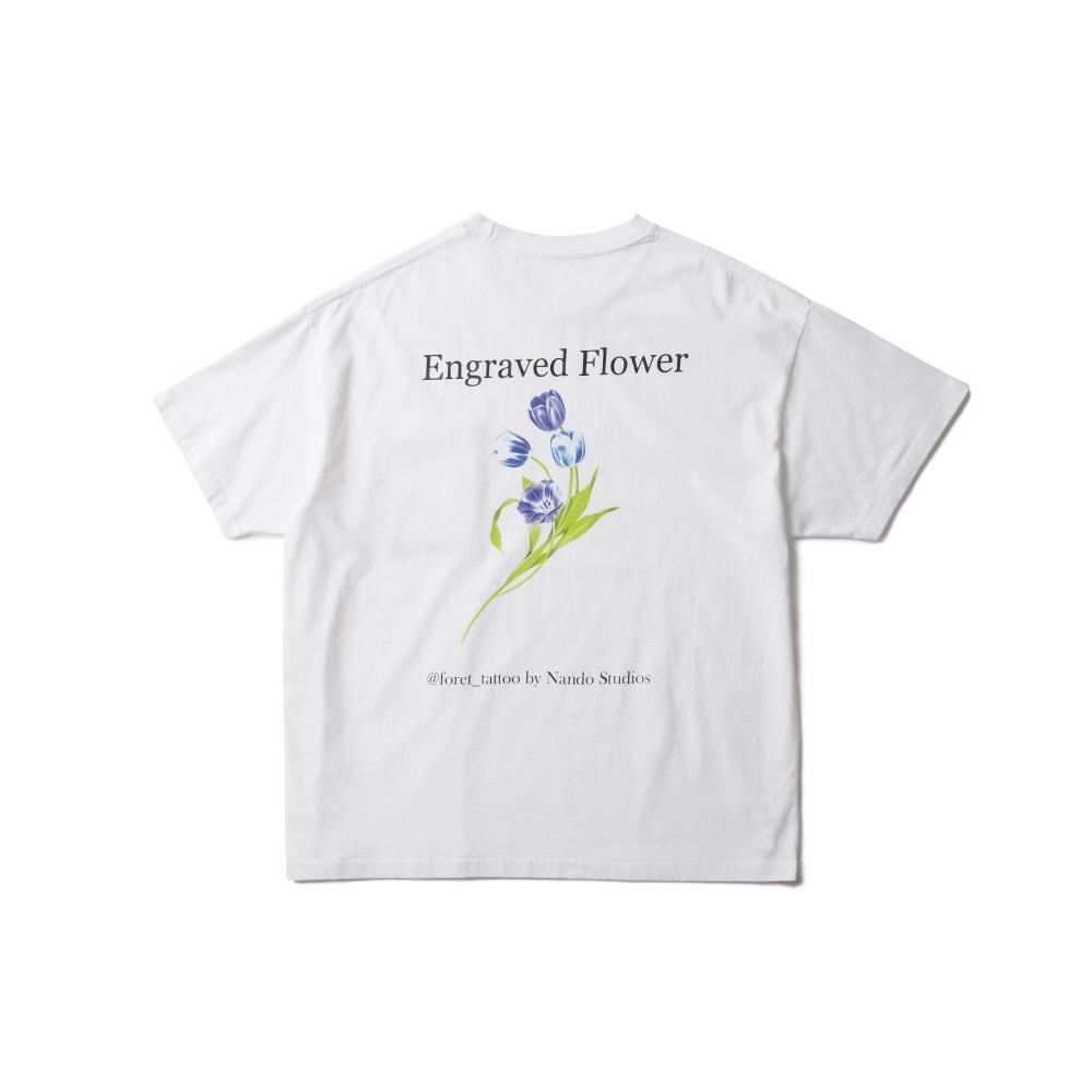 Amphist Engraved Flowers Half Sleeves T Shirts White Large
