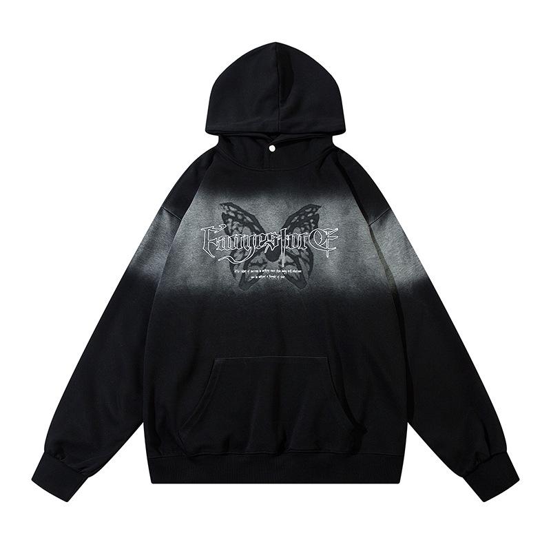 

Trendy Gradient Tie-Dye Butterfly Hoodie for Men & Women - Autumn/Winter High Street Style Small чорний