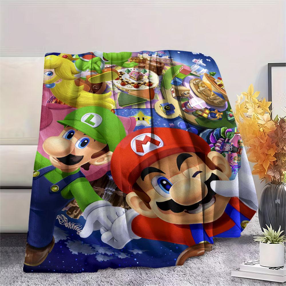 Super Mario Cartoon printing Flannel Blanket Bedroom Sofa Camping Warm blanket Gifts for family and friends-MJ010