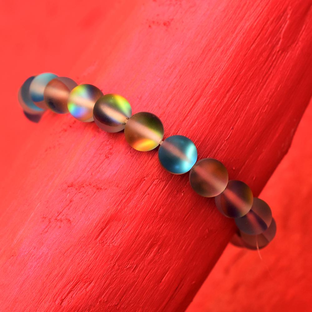 Certified 86.7 Ct Natural Aura Quartz Bracelet 22 Round Beads Party Wear Jewelry My-431-sa