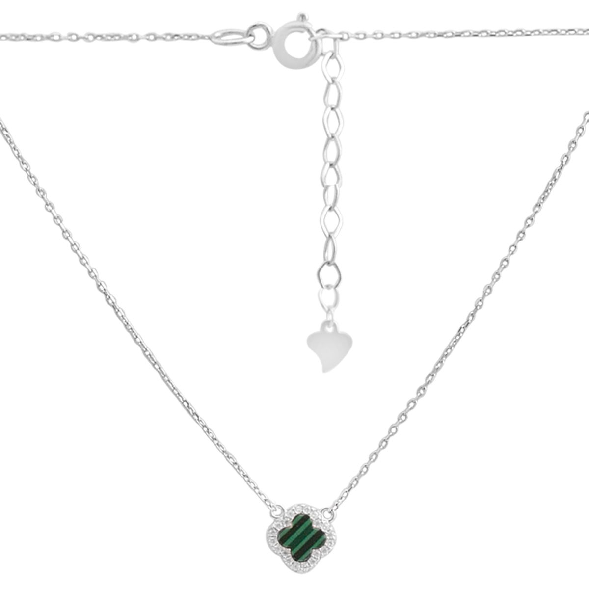 

Серебряное колье с малахитом, фианитами, вес изделия 1,92 гр (60002133) 40-45cm смарагдовий