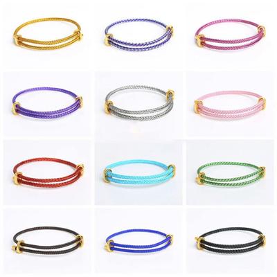 Stainless Steel Bracelet For Women Men Adjustable Buckle Couple Red Thread String Rope Handwoven Bracelet Unisex Jewelry