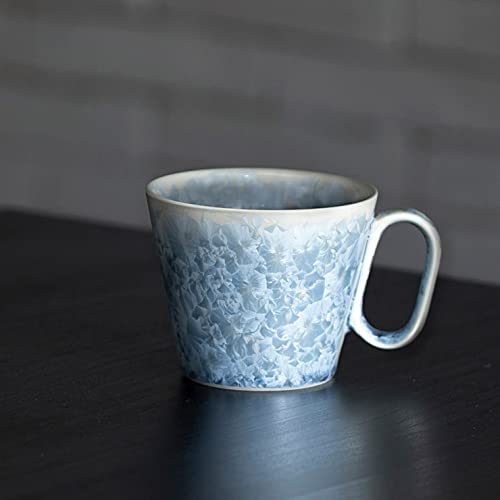 Wired Beans Eternal Mug, Kyoto Ware Flower Crystal Design Coffee Cup, 240ml, In a Japanese Cedar Box (Silver Wisteria)