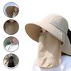 Chapeau Masque Facial Protection Solaire pour Femmes Chapeau de Soleil à Large Bord avec Cordon de Serrage Réglable Chapeau Respirant pour Activité en Plein Air