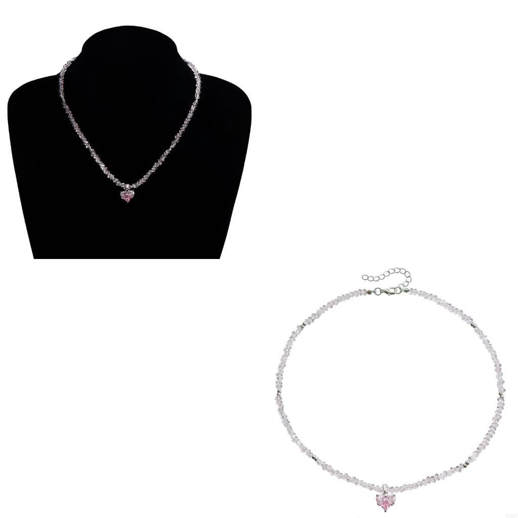 Stylish Heart Beaded Necklace Handmade Jewelry Accessory for Trendy Women E0BF