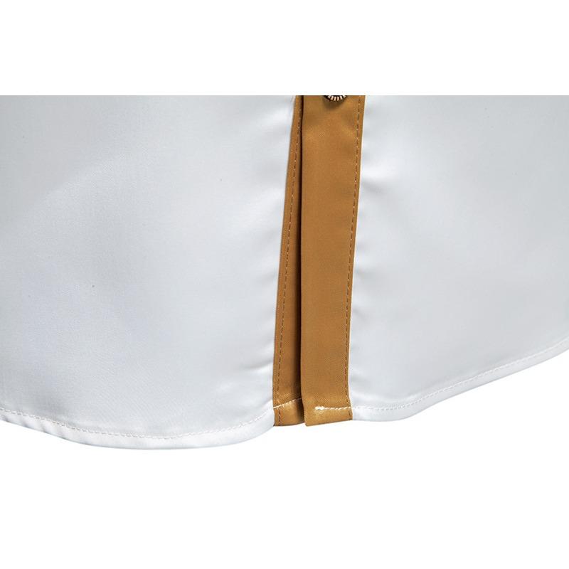 Men S Fashion Satin Smooth Color Block Long Sleeve Shirt