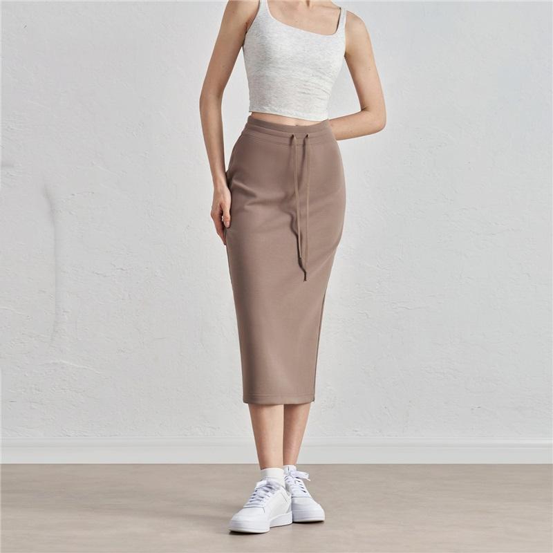 

Casual Sports Skirt Women Slim Slim Split Hem Half Skirt Outdoor Drawstring Yoga Mid-Length Skirt S/4 кавовий