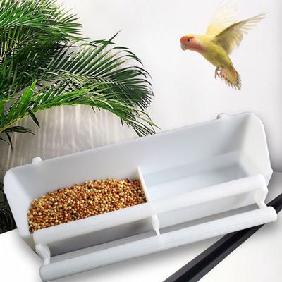 Pet Parrot Bird Cage Hanging Thick Food Container Feeder Waterer White Bird Feeders