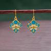 JMXD-Artificial Turquoise Enamel Earrings Jewelry Gold-plated Ethnic Style Retro Literary Texture  Female Chinese Style