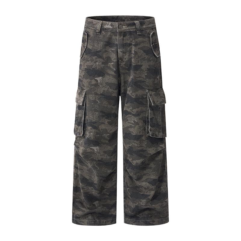 Camouflage Arbeitsjeans Herren Herbst Amerikanischer Streetstyle Vielseitig Locker Gerade Freizeit Hose