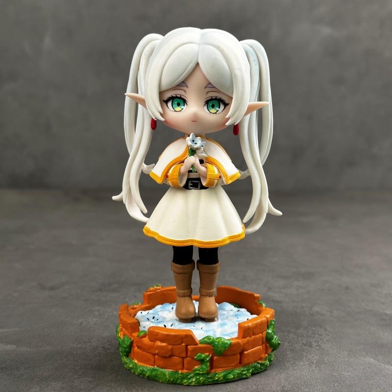 Cute Q Version Frieren & Fern Anime Figure Magic Girl Standing Figurine Decor Model
