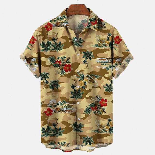 Summer Skull 3d Hawaiian Shirt for Man Oversized Casual Men's Shirts Streetwear Beach Male Tops Short Sleeve Blouse Trendy Tees