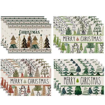 Christmas Placemats for Table Set Linen Xmas Meal Mat Cartoon Nutcrackers Printed Party Individual Christmas Table Decor