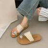 New Thick-soled One-shoulder Sandals of Water Diamond Women's Shoes and Slippers