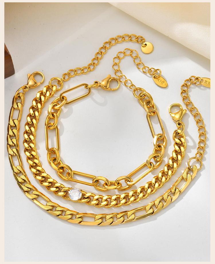 Not Rusty Chain Bracelet for Women, Statement Rhinestone Cubic Zirconia Link, 18k Gold Plated Hand Chain Wristband Jewelry