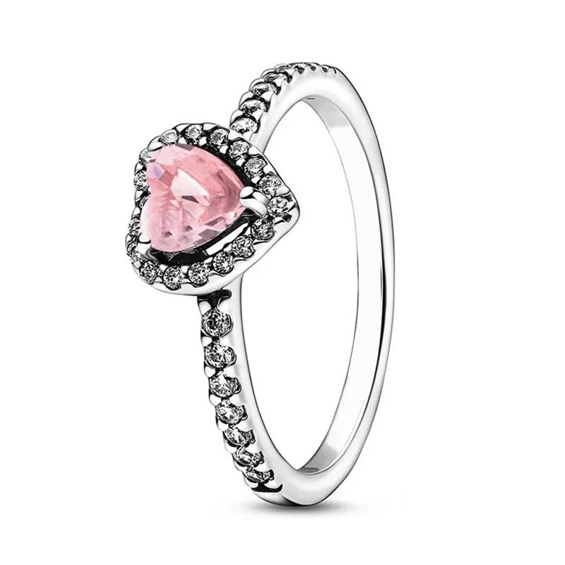 Anello in Argento 925 Cuore Colorato Zircone Taglia 6 7 8 9 Per Donna Regalo di San Valentino Compleanno Gioielli Fai da Te