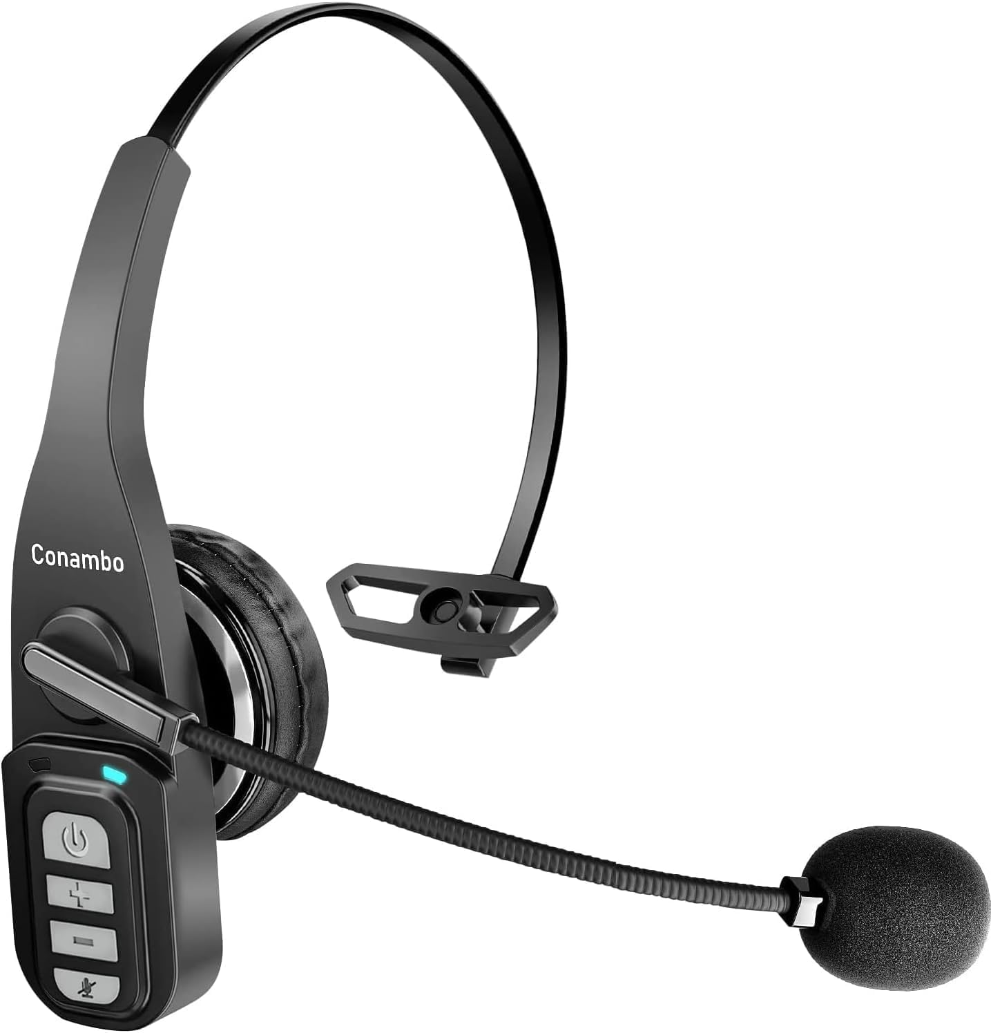 

Conambo JBT900 Bluetooth Headset, Single Ear, Bluetooth 5.0 with Long Mic, 22 Hours of Continuous Use, Noise Cancelling, Hands-Free, Mute Function,