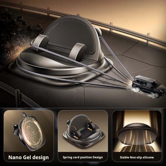 Car Phone Holder 360 Degree Rotating Base Adjustable Super Strong Suction Cup Mobile Phone Stand Washable Reusable Non-Slip Navigation