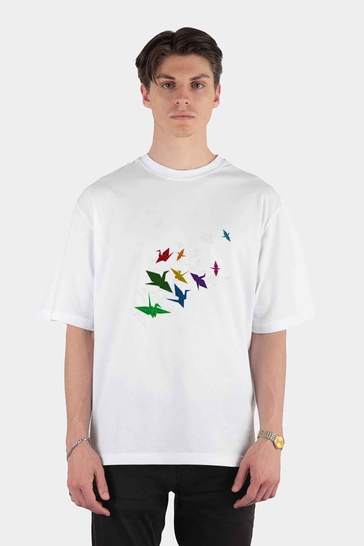 

Unisex Beyaz Oversize T-shirt Paper Cranes