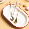 Stainless Steel Japanese Cherry Blossom Spoon Exquisite Dessert Long Handled Ice Spoon Household Bird'S Nest Mixing Spoon