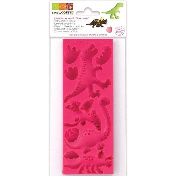 Moule en silicone - Scrapcooking - Dinosaures - Décorations en pâte à sucre - Rose - Pâtisserie