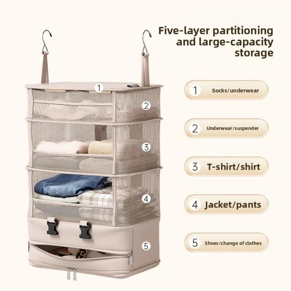 Large Capacity Hanging Clothes Storage Bag Multi Layered Foldable Underwear Storage Hanging Bag Breathable Space Saving