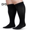 1 Pair Sport Sock Great Compression High Elasticity Plus Size Mid-tube Breathable Soft Anti-slip Solid Color Running Hiking Obesity Stockings