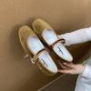 Fashion Soft Fashion Flock Women Flats Mary Janes Lolita Shoes Round Toe Female Buckle Strap Footwear Shallow Ladies Ballet Flats Shoes