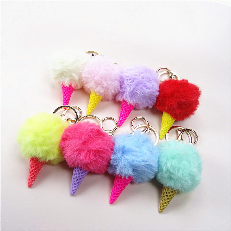 Adorable Ice Cream Cone Keychain Plush Pendant - Creative Cartoon Gift