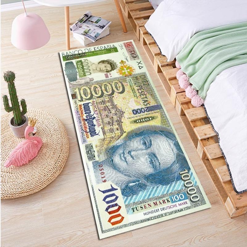 Creative Dollar Bill Print Sneaker Rug - Currency Themed Shoe Mat for Street Fashion Bedroom Living Room Garage Home Decoration