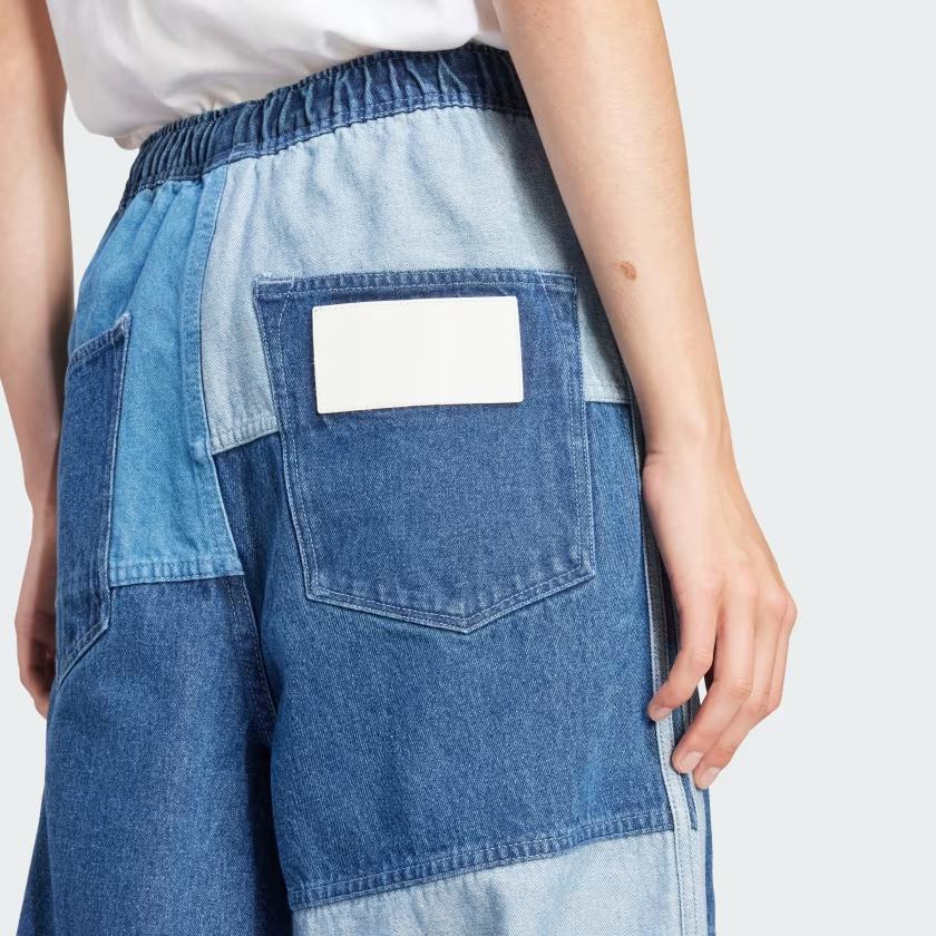 Adidas Originals Kseniaschnaider Patchwork Jeans With Elastic Waist And Wide Legs Women Bottoms Light-Blue IU2463