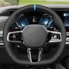 MEWANT Capa de Volante DIY em Couro Sintético Preto Sólido Embossado para BMW Série 5 G60 2024 Série 7 G70 2024 i5 G60