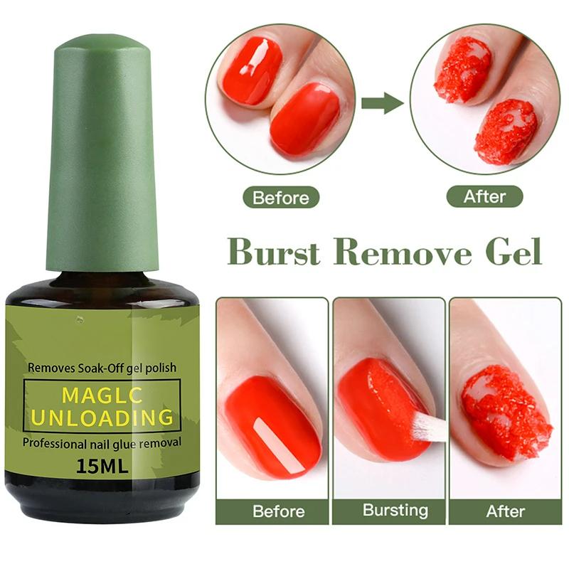 15ml Gel Nail Polish Remover For Nails 3-5 Minutes Easily Quickly Removes Semi Permanent Soak Off UV Gel Polish Burst Gel