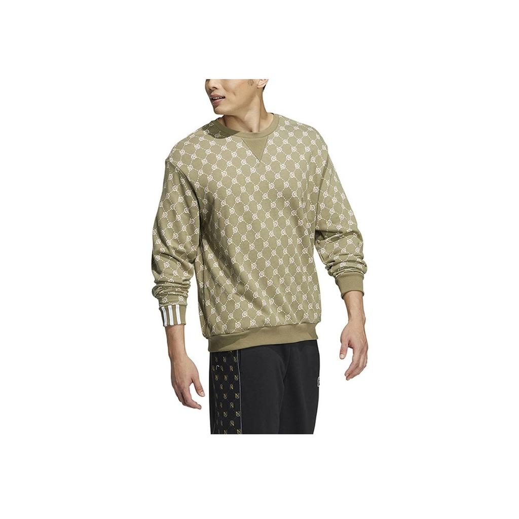Adidas Neo Patterned Round Neck Long Sleeve Sweatshirt Unisex Sweatshirt Khaki HM1993
